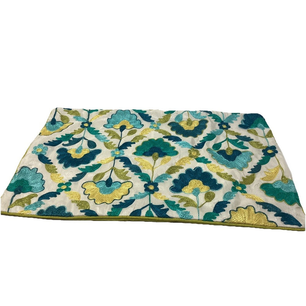 Pier 1 Import Pillow Embroidered Floral Multicolored  20 X 12 Cover Only